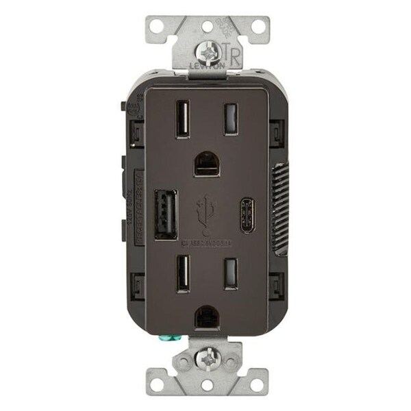 Leviton Leviton 3894524 15 amp 125 V Brown Outlet & USB Charger - Nema 5-15R 3894524 - main